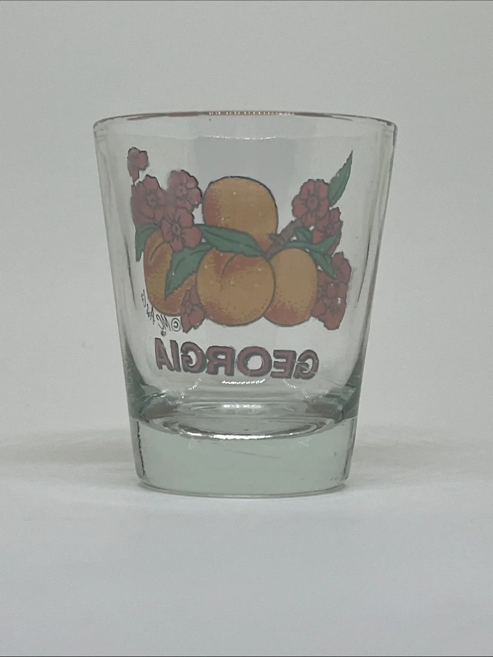 Georgia Peach Decorative Shot Glass - Orange Peach Design
